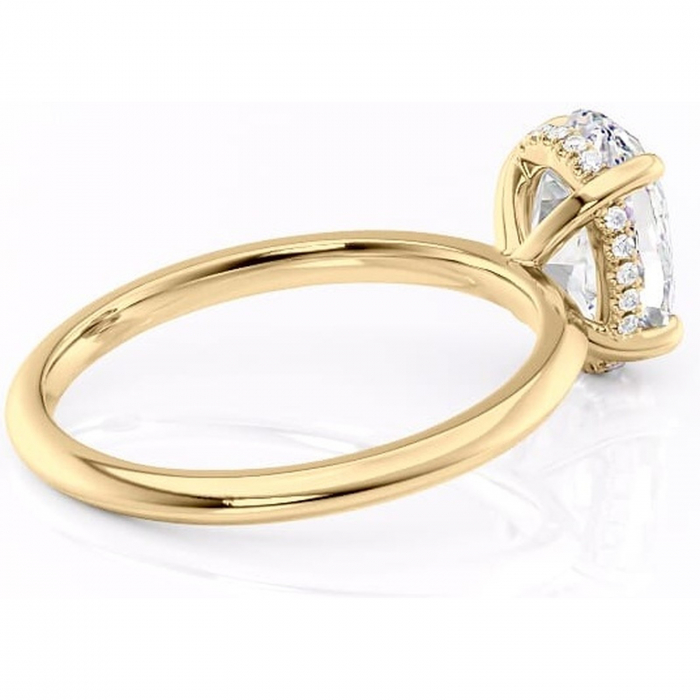 Inel de logodnă Lavender din aur Galben 14kt cu moissanite tăietură ovală – Solitar rafinată pentru profil înalt | Personalizează și configurează gratuit online [3]