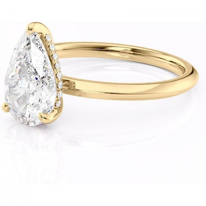 Inel de logodnă Lavender din aur Galben 18kt cu moissanite tăietură pară – Solitar rafinată pentru profil înalt | Personalizează și configurează gratuit online [7]