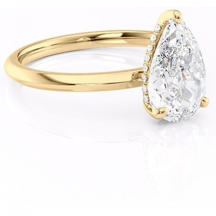 Inel de logodnă Lavender din aur Galben 18kt cu moissanite tăietură pară – Solitar rafinată pentru profil înalt | Personalizează și configurează gratuit online [1]