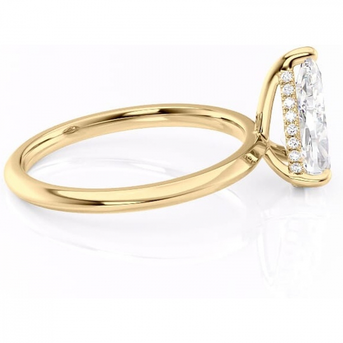 Inel de logodnă Lavender din aur Galben 18kt cu moissanite tăietură pară – Solitar rafinată pentru profil înalt | Personalizează și configurează gratuit online [2]