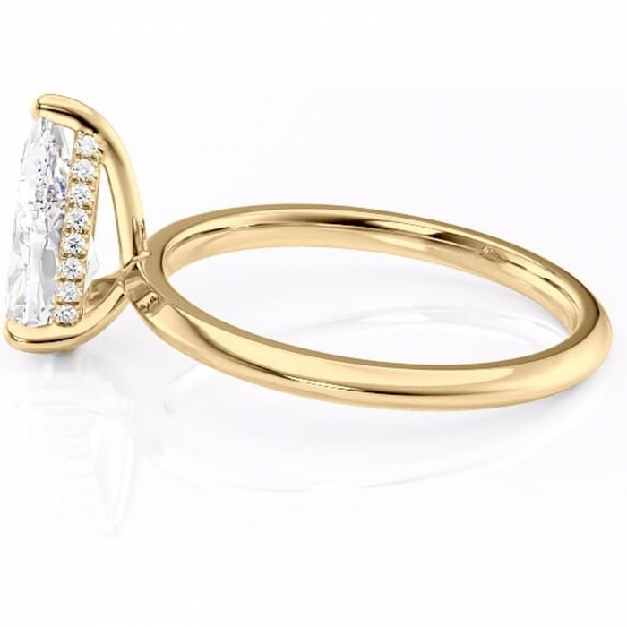 Inel de logodnă Lavender din aur Galben 18kt cu moissanite tăietură pară – Solitar rafinată pentru profil înalt | Personalizează și configurează gratuit online [6]