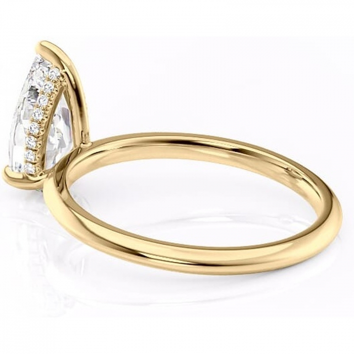Inel de logodnă Lavender din aur Galben 18kt cu moissanite tăietură pară – Solitar rafinată pentru profil înalt | Personalizează și configurează gratuit online [5]