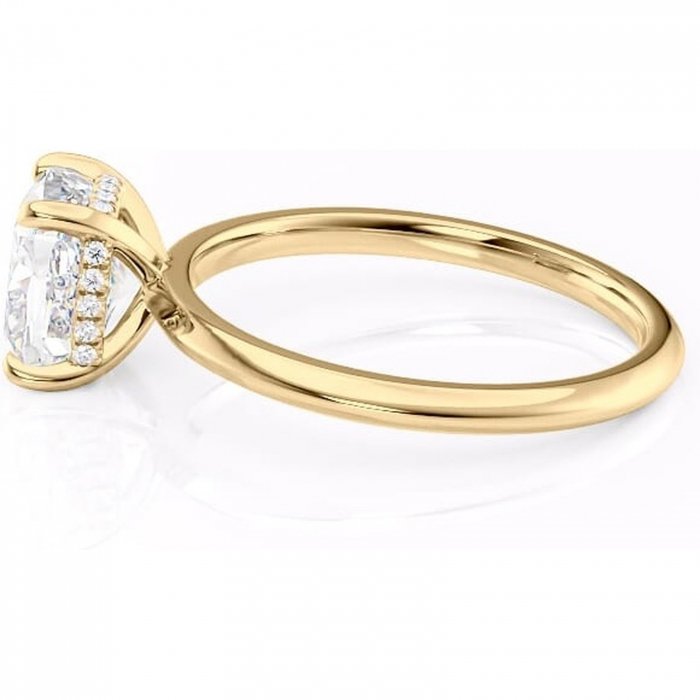 Inel de logodnă Lavender din aur Galben 14kt cu moissanite tăietură pernă – Solitar rafinată pentru profil înalt | Personalizează și configurează gratuit online [6]