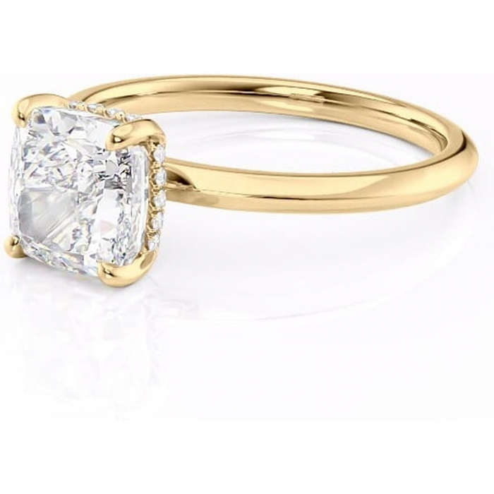 Inel de logodnă Lavender din aur Galben 14kt cu moissanite tăietură pernă – Solitar rafinată pentru profil înalt | Personalizează și configurează gratuit online [7]