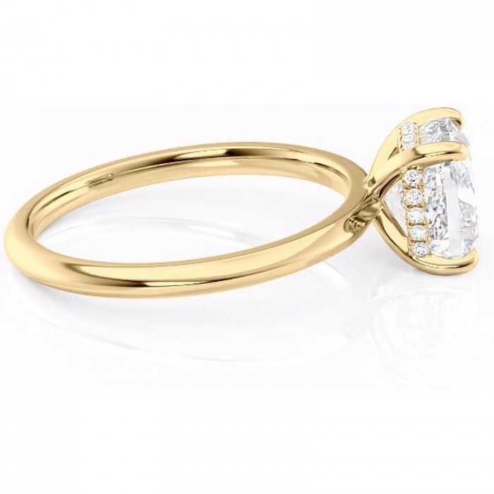Inel de logodnă Lavender din aur Galben 14kt cu moissanite tăietură pernă – Solitar rafinată pentru profil înalt | Personalizează și configurează gratuit online [2]