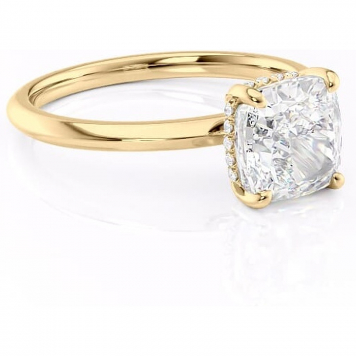 Inel de logodnă Lavender din aur Galben 14kt cu moissanite tăietură pernă – Solitar rafinată pentru profil înalt | Personalizează și configurează gratuit online [1]
