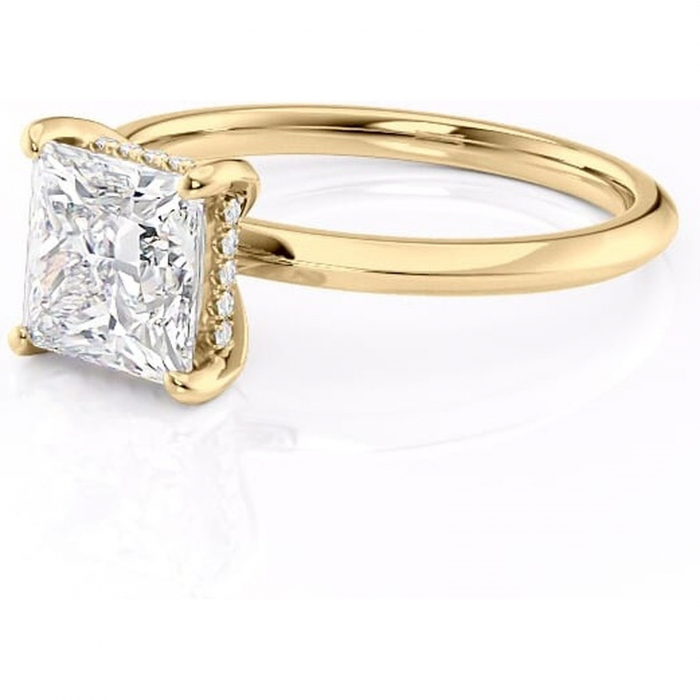 Inel de logodnă Lavender din aur Galben 18kt cu moissanite tăietură princess – Solitar rafinată pentru profil înalt | Personalizează și configurează gratuit online [7]
