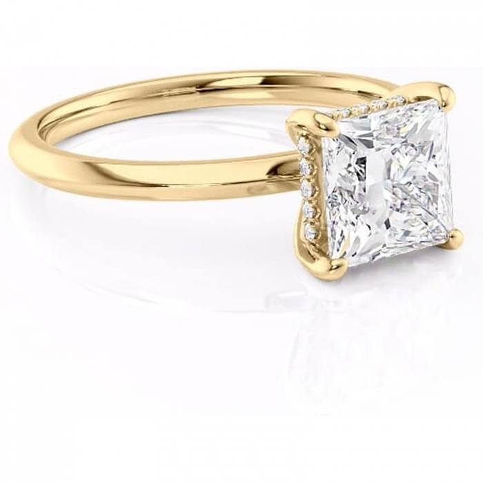 Inel de logodnă Lavender din aur Galben 18kt cu moissanite tăietură princess – Solitar rafinată pentru profil înalt | Personalizează și configurează gratuit online [1]