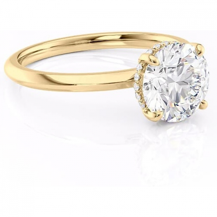 Inel de logodnă Lavender din aur Galben 14kt cu moissanite tăietură rotundă – Solitar rafinată pentru profil înalt | Personalizează și configurează gratuit online [1]