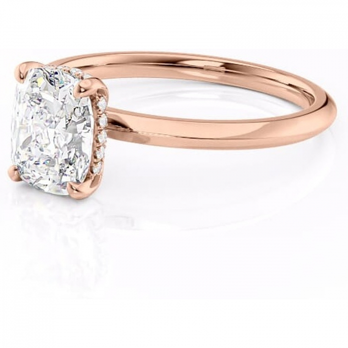 Inel de logodnă Lavender din aur Rose 14kt cu moissanite tăietură asscher – Solitar rafinată pentru profil înalt | Personalizează și configurează gratuit online [7]