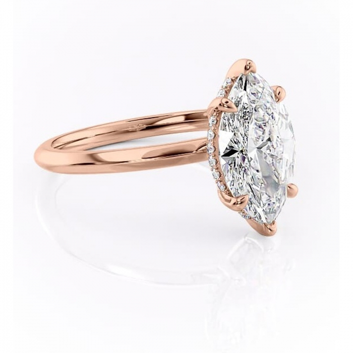 Inel de logodnă Lavender din aur Rose 14kt cu moissanite tăietură marquise – Solitar rafinată pentru profil înalt | Personalizează și configurează gratuit online [1]