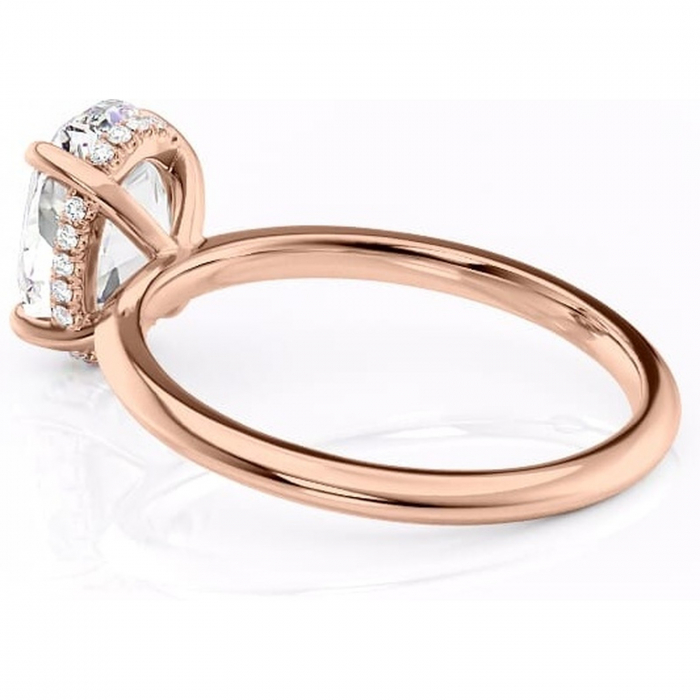 Inel de logodnă Lavender din aur Rose 14kt cu moissanite tăietură ovală – Solitar rafinată pentru profil înalt | Personalizează și configurează gratuit online [5]