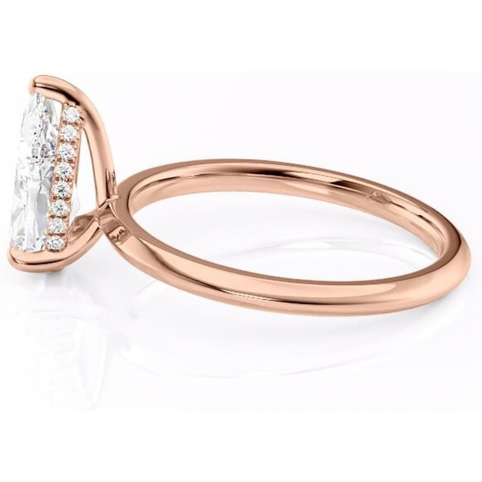Inel de logodnă Lavender din aur Rose 18kt cu moissanite tăietură pară – Solitar rafinată pentru profil înalt | Personalizează și configurează gratuit online [6]