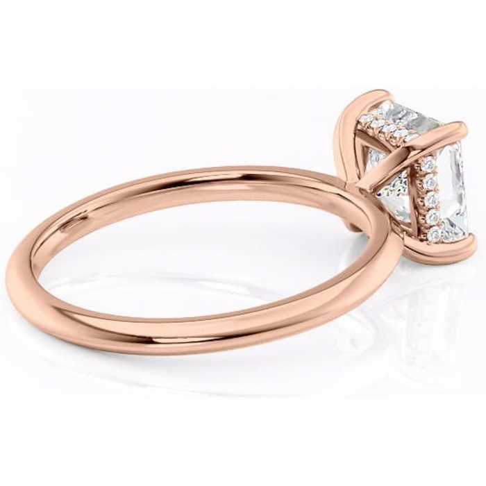 Inel de logodnă Lavender din aur Rose 14kt cu moissanite tăietură princess – Solitar rafinată pentru profil înalt | Personalizează și configurează gratuit online [3]