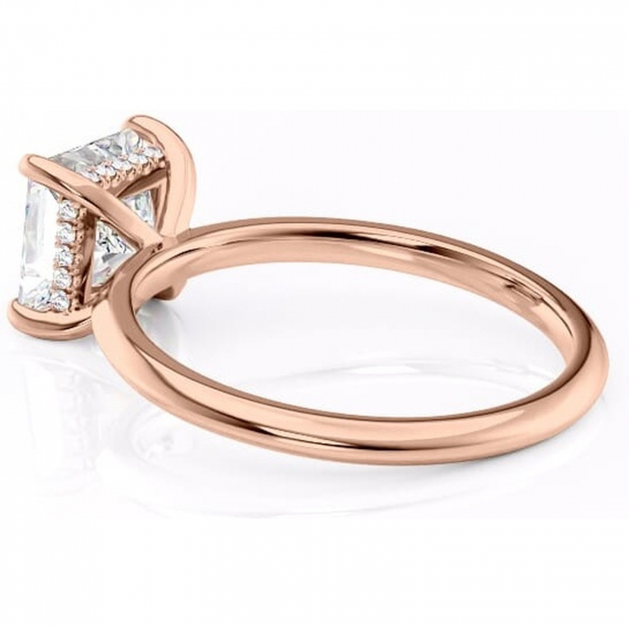 Inel de logodnă Lavender din aur Rose 14kt cu moissanite tăietură princess – Solitar rafinată pentru profil înalt | Personalizează și configurează gratuit online [5]