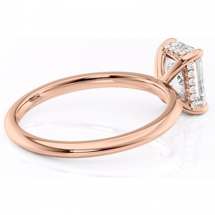 Inel de logodnă Lavender din aur Rose 14kt cu moissanite tăietură radiantă – Solitar rafinată pentru profil înalt | Personalizează și configurează gratuit online [3]