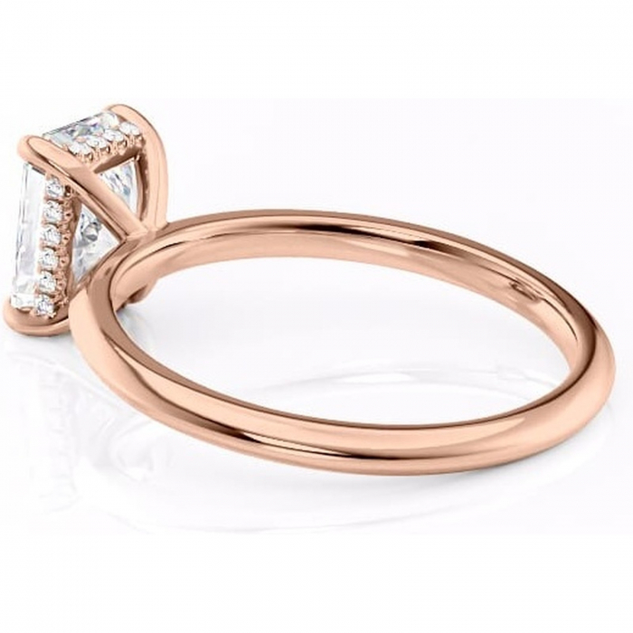 Inel de logodnă Lavender din aur Rose 14kt cu moissanite tăietură radiantă – Solitar rafinată pentru profil înalt | Personalizează și configurează gratuit online [5]