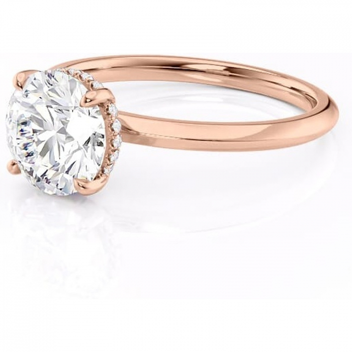 Inel de logodnă Lavender din aur Rose 14kt cu moissanite tăietură rotundă – Solitar rafinată pentru profil înalt | Personalizează și configurează gratuit online [7]