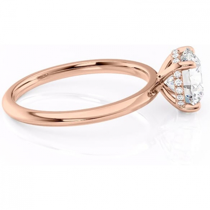 Inel de logodnă Lavender din aur Rose 14kt cu moissanite tăietură rotundă – Solitar rafinată pentru profil înalt | Personalizează și configurează gratuit online [2]