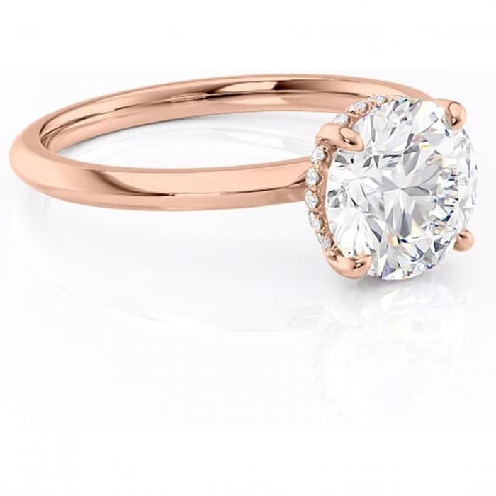 Inel de logodnă Lavender din aur Rose 14kt cu moissanite tăietură rotundă – Solitar rafinată pentru profil înalt | Personalizează și configurează gratuit online [1]