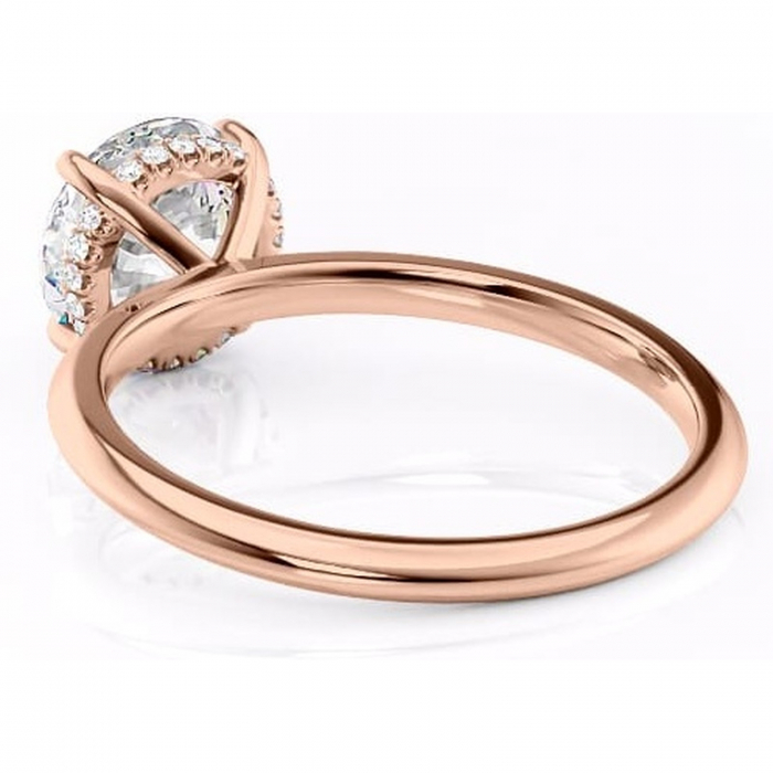 Inel de logodnă Lavender din aur Rose 14kt cu moissanite tăietură rotundă – Solitar rafinată pentru profil înalt | Personalizează și configurează gratuit online [4]