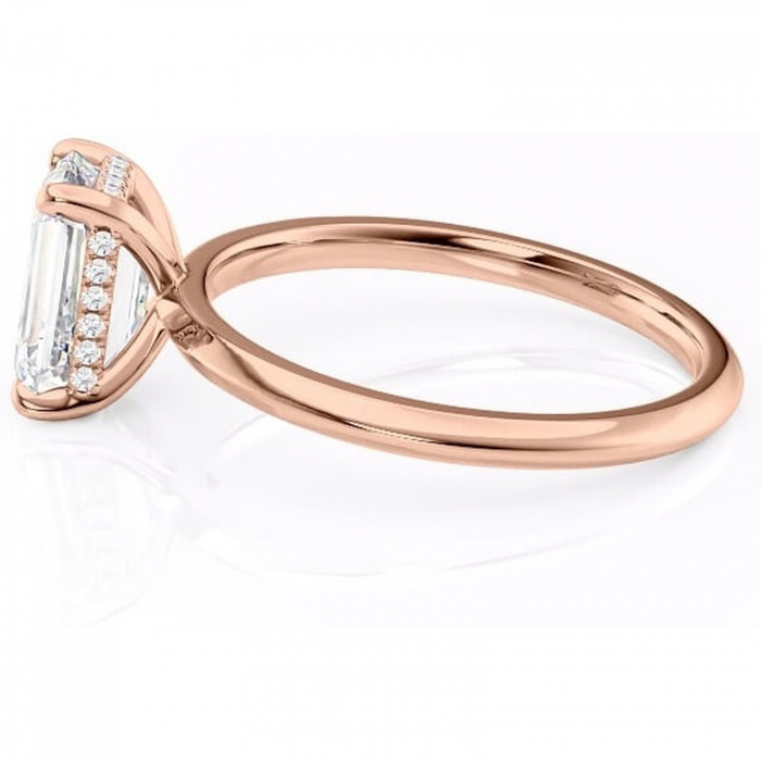 Inel de logodnă Lavender din aur Rose 18kt cu moissanite tăietură smarald – Solitar rafinată pentru profil înalt | Personalizează și configurează gratuit online [6]