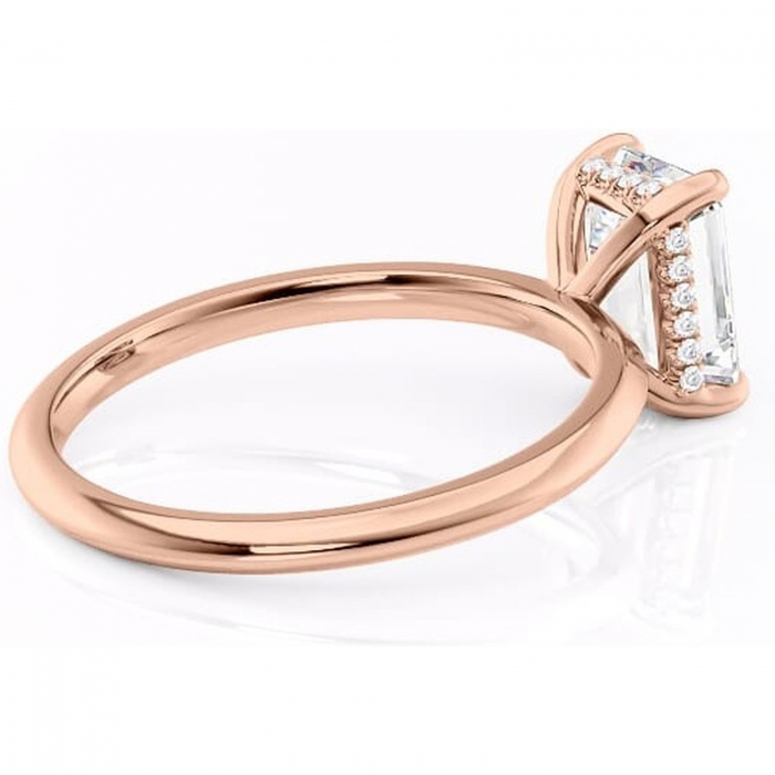 Inel de logodnă Lavender din aur Rose 18kt cu moissanite tăietură smarald – Solitar rafinată pentru profil înalt | Personalizează și configurează gratuit online [3]