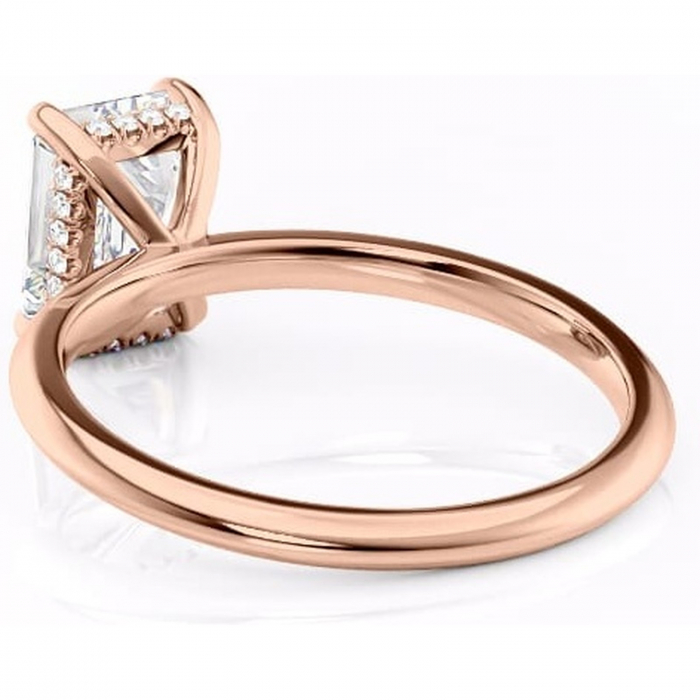 Inel de logodnă Lavender din aur Rose 18kt cu moissanite tăietură smarald – Solitar rafinată pentru profil înalt | Personalizează și configurează gratuit online [4]