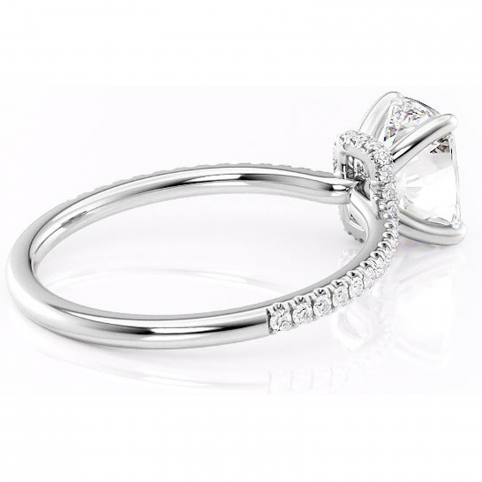 Inel de logodnă Lavinia din aur Alb 14kt cu moissanite tăietură asscher – Montură pavé rafinată pentru profil înalt | Personalizează și configurează gratuit online [3]