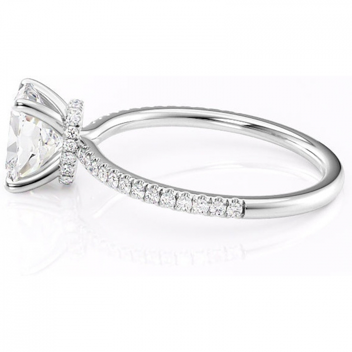 Inel de logodnă Lavinia din aur Alb 14kt cu moissanite tăietură asscher – Montură pavé rafinată pentru profil înalt | Personalizează și configurează gratuit online [6]