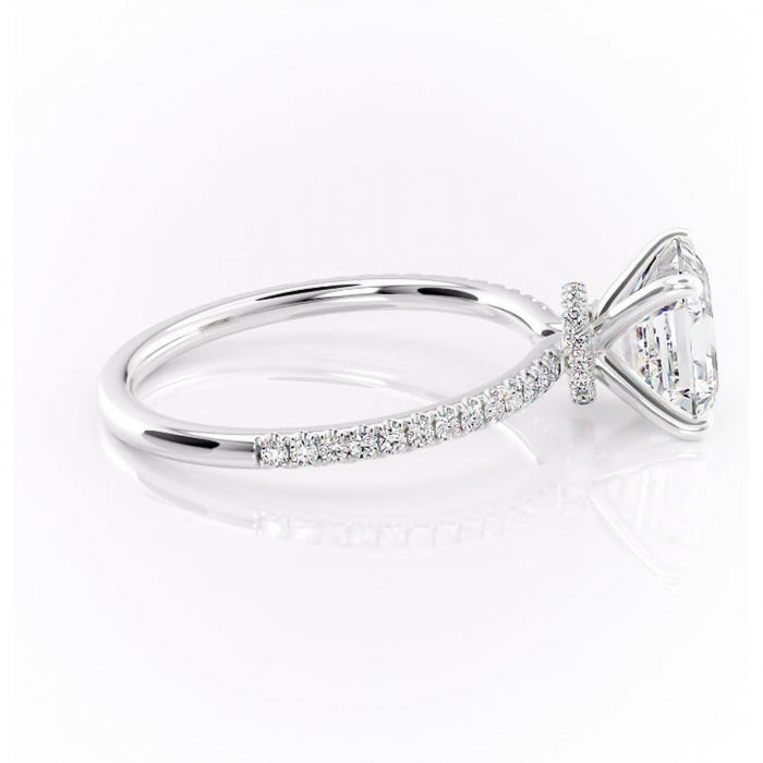 Inel de logodnă Lavinia din aur Alb 14kt cu moissanite tăietură asscher – Montură pavé rafinată pentru profil înalt | Personalizează și configurează gratuit online [2]