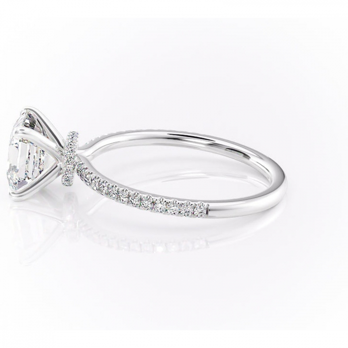 Inel de logodnă Lavinia din aur Alb 14kt cu moissanite tăietură asscher – Montură pavé rafinată pentru profil înalt | Personalizează și configurează gratuit online [6]