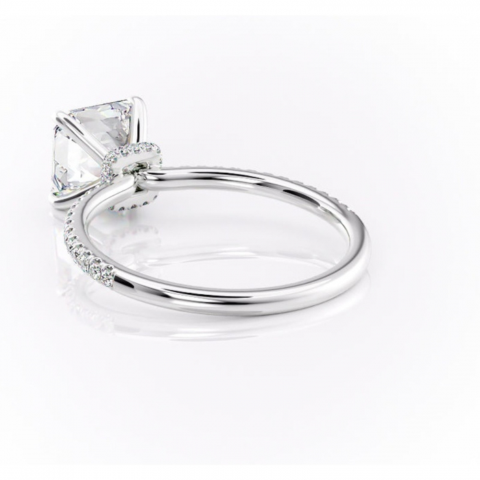 Inel de logodnă Lavinia din aur Alb 14kt cu moissanite tăietură asscher – Montură pavé rafinată pentru profil înalt | Personalizează și configurează gratuit online [4]