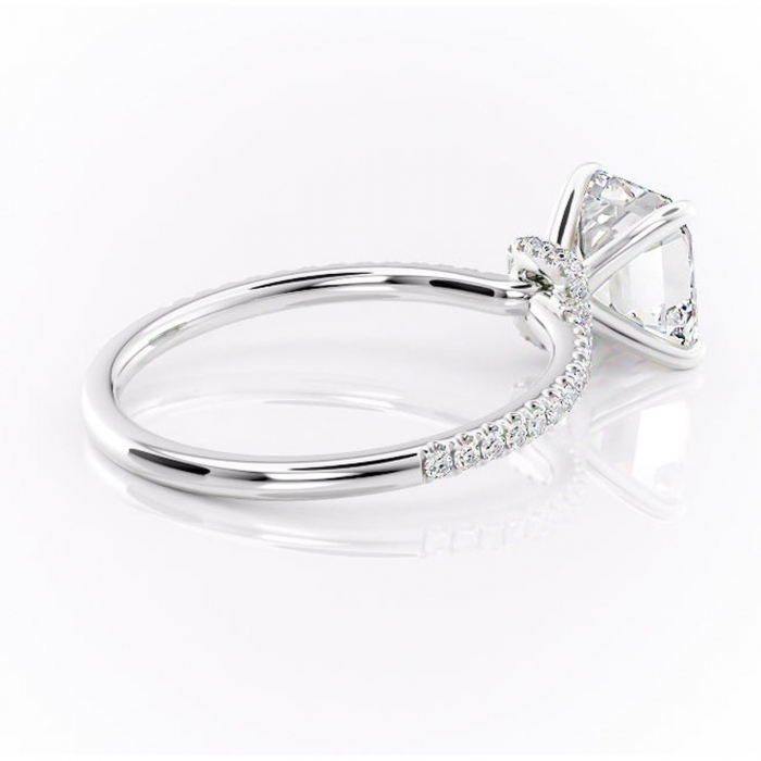 Inel de logodnă Lavinia din aur Alb 14kt cu moissanite tăietură asscher – Montură pavé rafinată pentru profil înalt | Personalizează și configurează gratuit online [3]