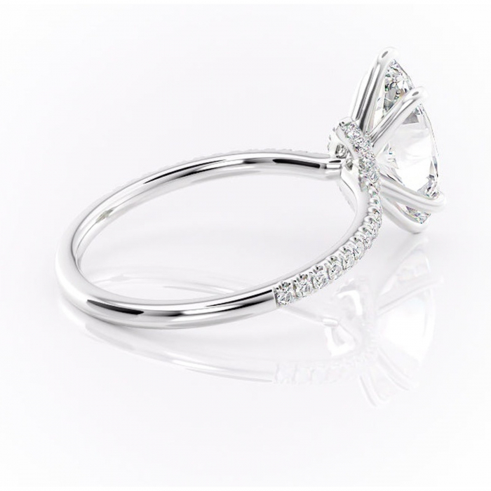Inel de logodnă Lavinia din aur Alb 14kt cu moissanite tăietură marquise – Montură pavé rafinată pentru profil înalt | Personalizează și configurează gratuit online [3]