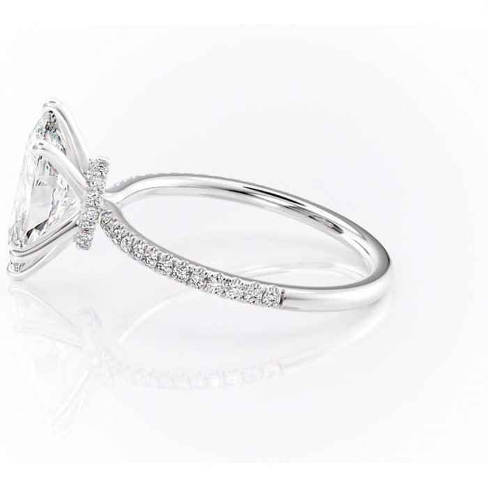 Inel de logodnă Lavinia din aur Alb 14kt cu moissanite tăietură marquise – Montură pavé rafinată pentru profil înalt | Personalizează și configurează gratuit online [6]