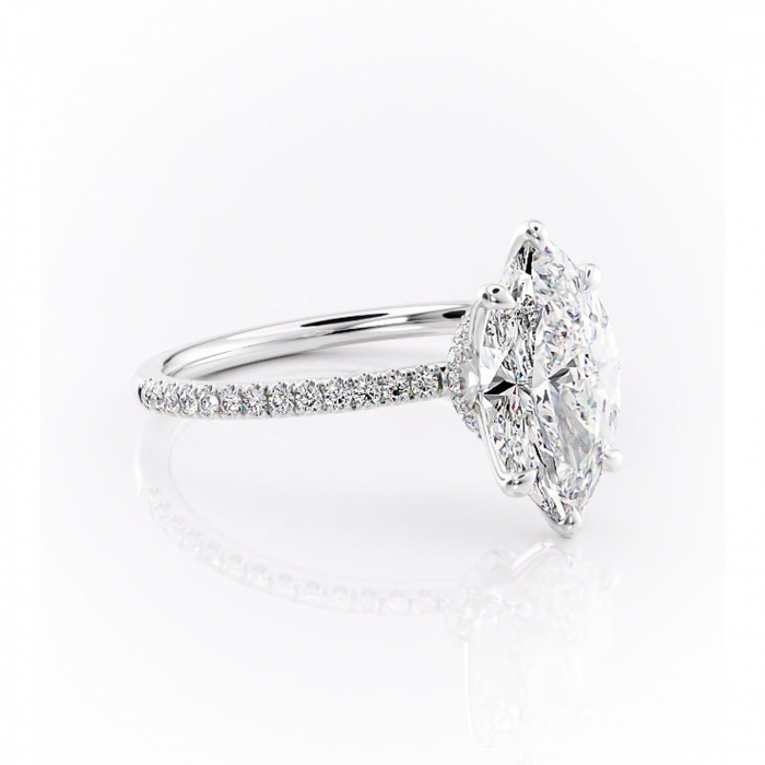 Inel de logodnă Lavinia din aur Alb 14kt cu moissanite tăietură marquise – Montură pavé rafinată pentru profil înalt | Personalizează și configurează gratuit online [1]