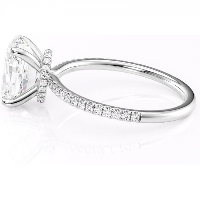 Inel de logodnă Lavinia din aur Alb 14kt cu moissanite tăietură ovală – Montură pavé rafinată pentru profil înalt | Personalizează și configurează gratuit online [6]