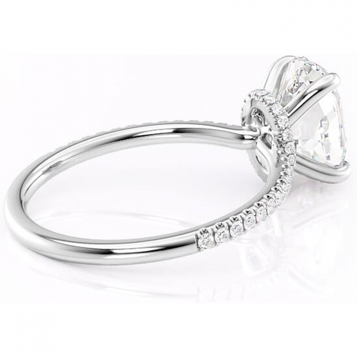 Inel de logodnă Lavinia din aur Alb 14kt cu moissanite tăietură ovală – Montură pavé rafinată pentru profil înalt | Personalizează și configurează gratuit online [3]