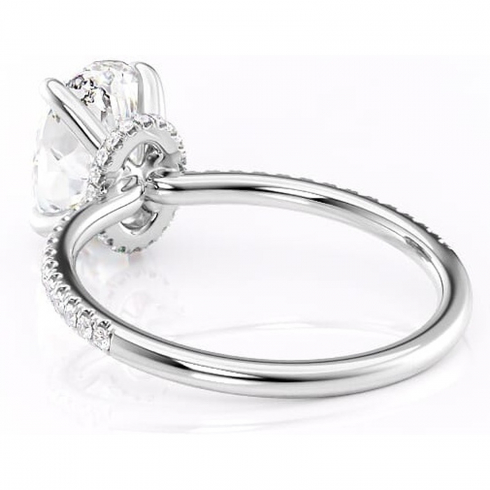 Inel de logodnă Lavinia din aur Alb 14kt cu moissanite tăietură ovală – Montură pavé rafinată pentru profil înalt | Personalizează și configurează gratuit online [4]