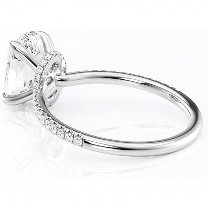 Inel de logodnă Lavinia din aur Alb 14kt cu moissanite tăietură ovală – Montură pavé rafinată pentru profil înalt | Personalizează și configurează gratuit online [5]