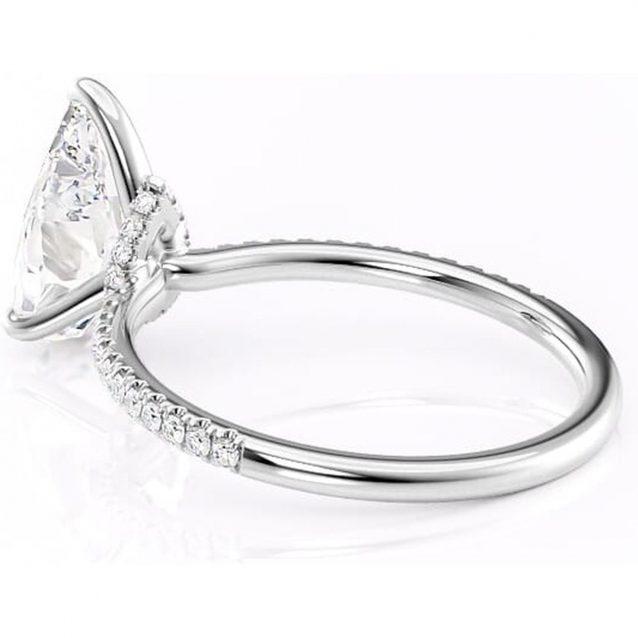 Inel de logodnă Lavinia din aur Alb 14kt cu moissanite tăietură pară – Montură pavé rafinată pentru profil înalt | Personalizează și configurează gratuit online [5]