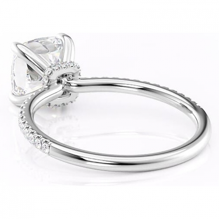 Inel de logodnă Lavinia din aur Alb 14kt cu moissanite tăietură pernă – Montură pavé rafinată pentru profil înalt | Personalizează și configurează gratuit online [4]