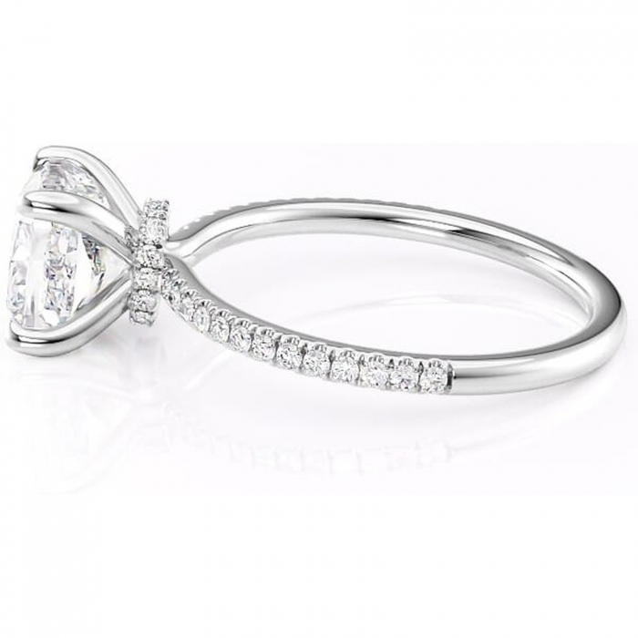 Inel de logodnă Lavinia din aur Alb 14kt cu moissanite tăietură pernă – Montură pavé rafinată pentru profil înalt | Personalizează și configurează gratuit online [6]