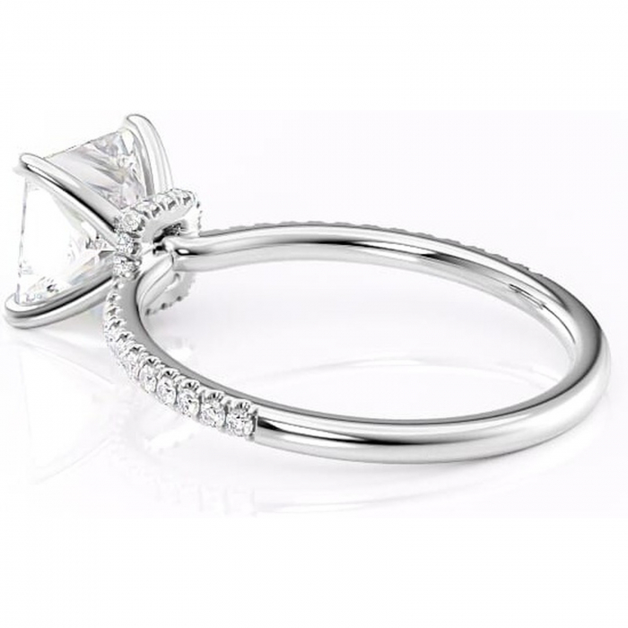 Inel de logodnă Lavinia din aur Alb 14kt cu moissanite tăietură princess – Montură pavé rafinată pentru profil înalt | Personalizează și configurează gratuit online [5]