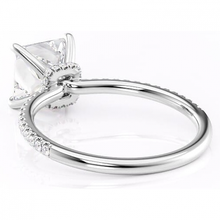 Inel de logodnă Lavinia din aur Alb 14kt cu moissanite tăietură princess – Montură pavé rafinată pentru profil înalt | Personalizează și configurează gratuit online [4]
