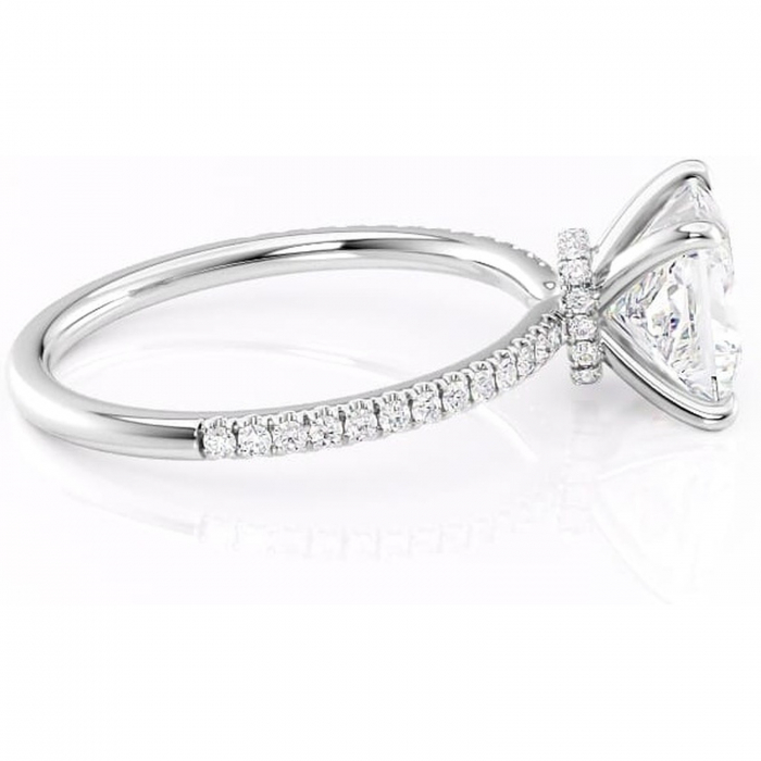 Inel de logodnă Lavinia din aur Alb 14kt cu moissanite tăietură princess – Montură pavé rafinată pentru profil înalt | Personalizează și configurează gratuit online [2]