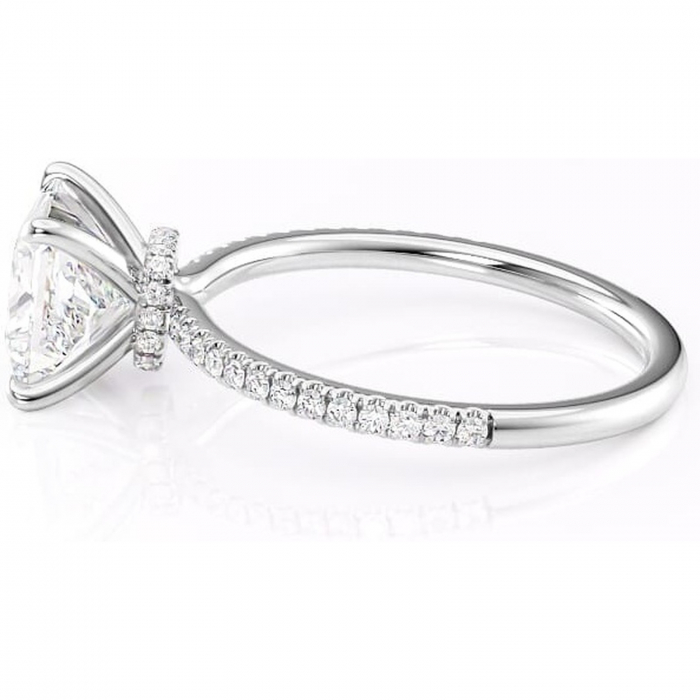 Inel de logodnă Lavinia din aur Alb 14kt cu moissanite tăietură princess – Montură pavé rafinată pentru profil înalt | Personalizează și configurează gratuit online [6]