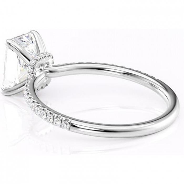 Inel de logodnă Lavinia din aur Alb 14kt cu moissanite tăietură radiantă – Montură pavé rafinată pentru profil înalt | Personalizează și configurează gratuit online [5]