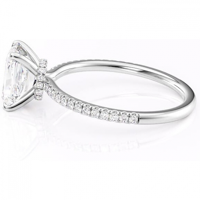 Inel de logodnă Lavinia din aur Alb 14kt cu moissanite tăietură radiantă – Montură pavé rafinată pentru profil înalt | Personalizează și configurează gratuit online [6]